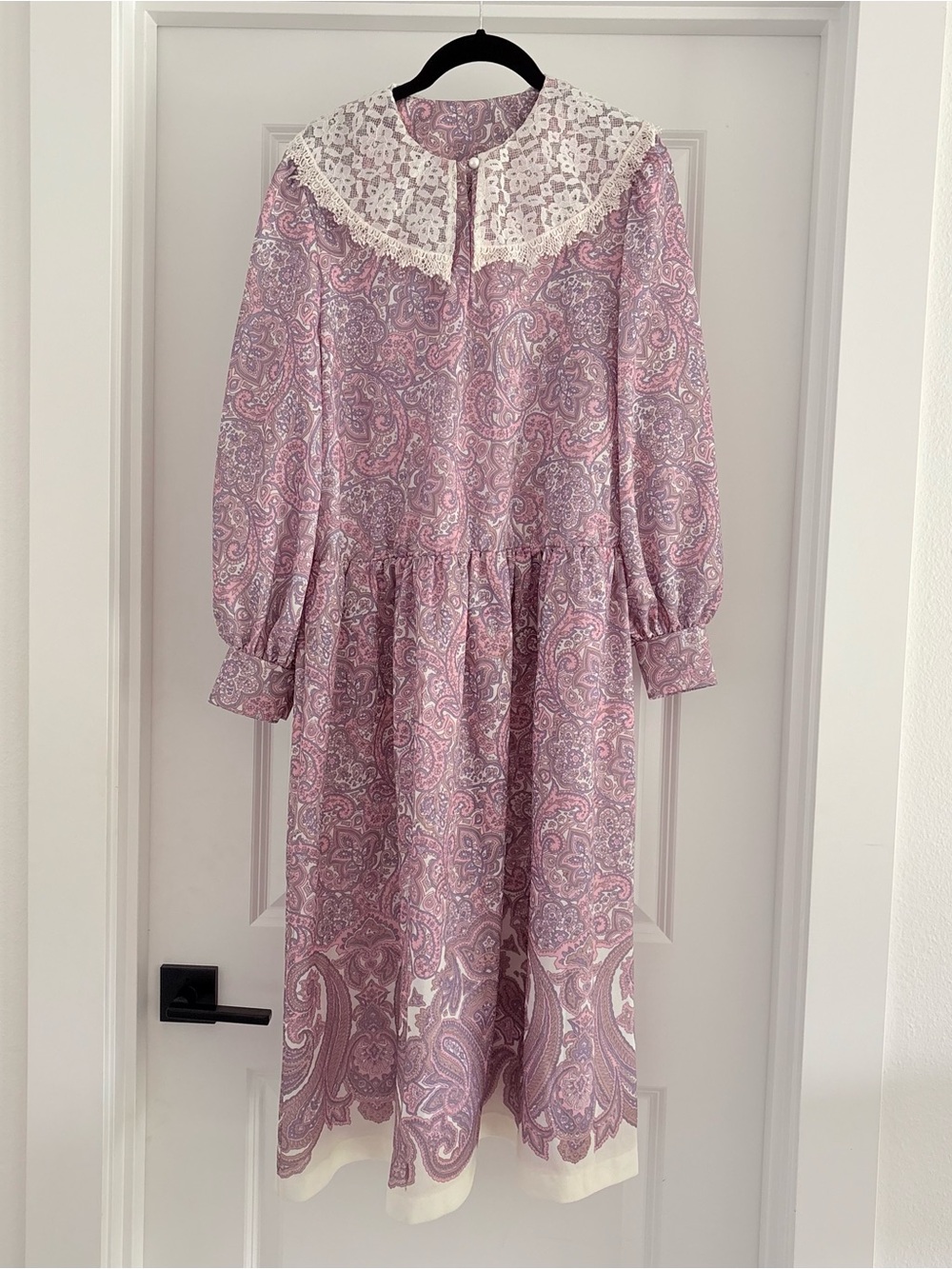 Vintage Prairie Peter Pan Lace Collar Dress Women’s Size 6 Paisley Cottagecore